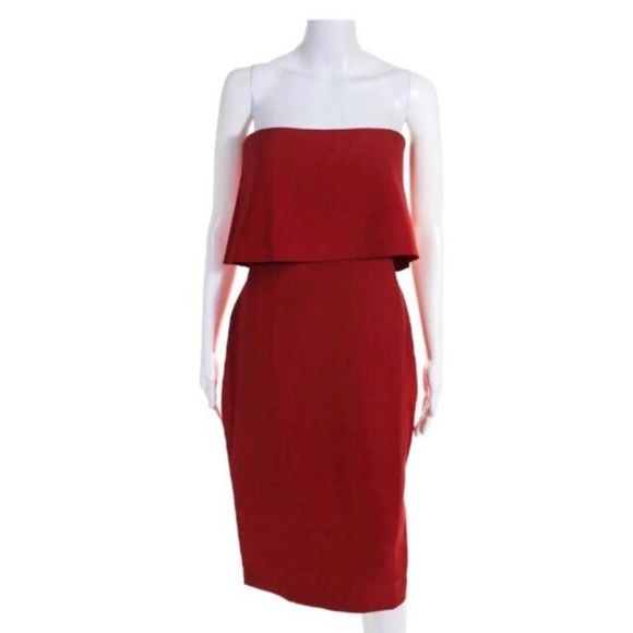 NWT Likely Driggs Dress Size 0 Red Ruffle Sheath